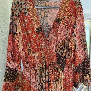 2X Elegant Autumn Hues Maxi Dress